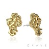 PAIR OF 18K GOLD PLATED INGOT CENTERED SHAPE NUGGET EARRINGS